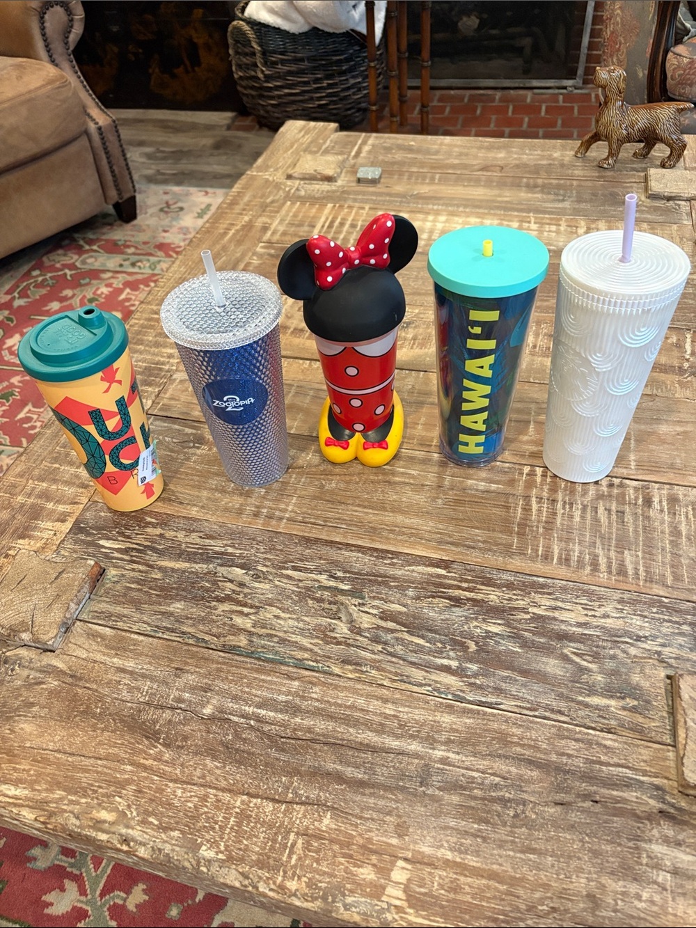 Lot of Five Cups Tumblers Starbucks Dutch Bros Minnie Mouse Zootopia 2